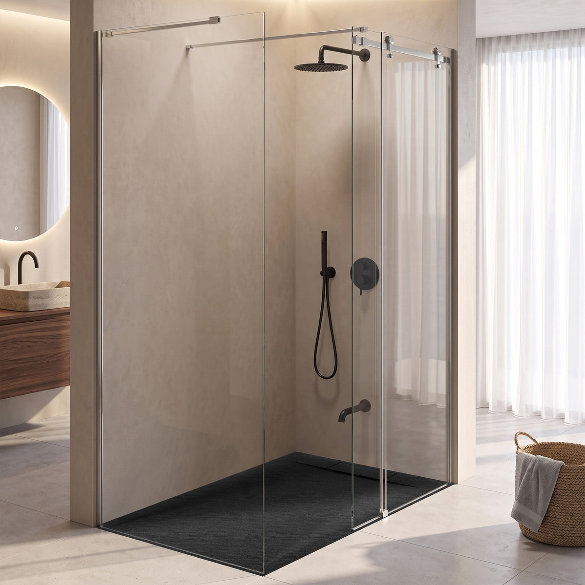 59 x 35 Shower Base, Pan Only, Barrier Free Curbless Black
