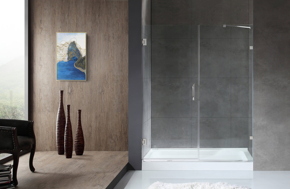 60 x 72 Frameless Shower Door, Consort Hinged Tsunami Guard Tempered Glass