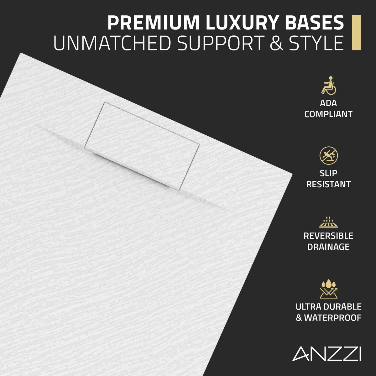 59 x 35 Shower Base, Pan Only, Barrier Free Curbless White