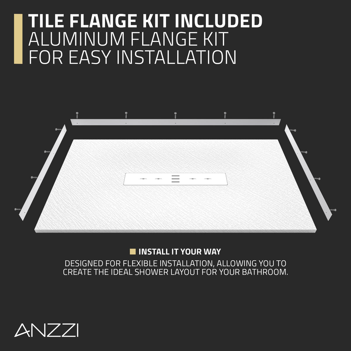 59 x 32 Shower Base, Center Drain, Pan Only Compliant