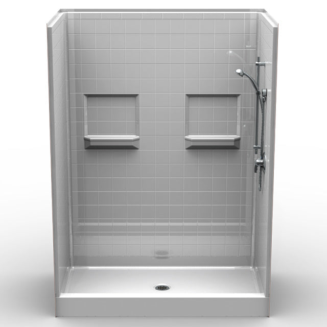 60" x 30" Curbed 5 Piece Shower | Curbed Step In Shower Package