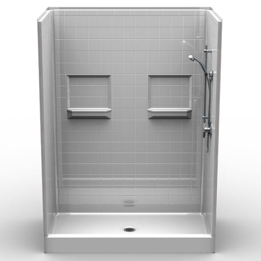 60" x 30" Curbed 5-Piece Step In Shower Package from Showers4Less