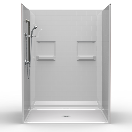 60" x 60" Roll In Shower Kit | Barrier Free Showers | Handicap Showers