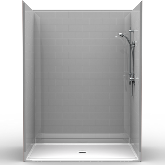 72" x 48" Bariatric Roll In Shower | Subway Tile Package from Showers4Less